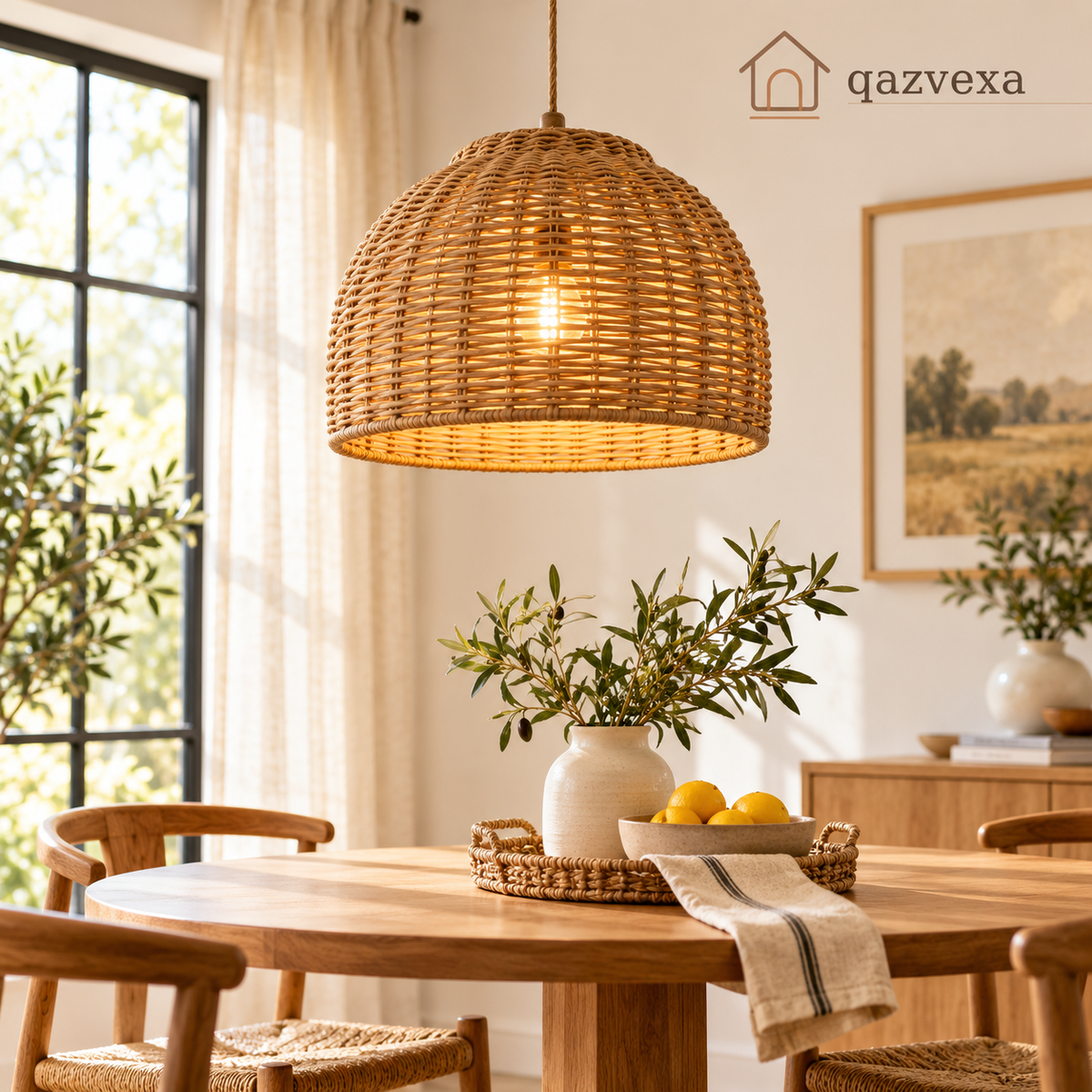 Woven Dome Pendant Light