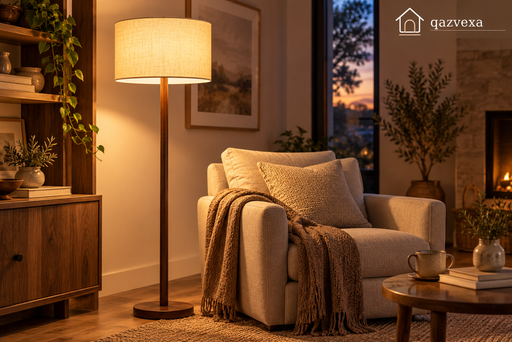 Wood-Tone Floor Lamp