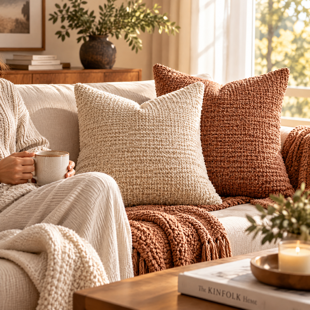 Textured Neutral Throw Pillows