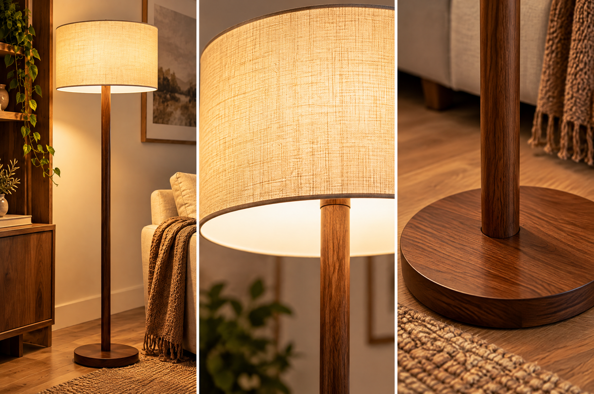 Wood-Tone Floor Lamp