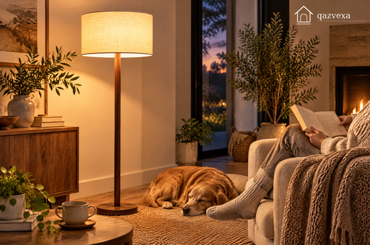 Wood-Tone Floor Lamp