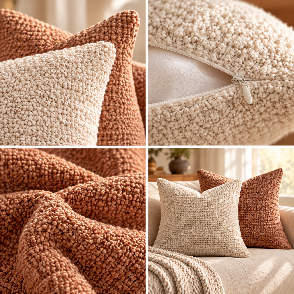 Textured Neutral Throw Pillows