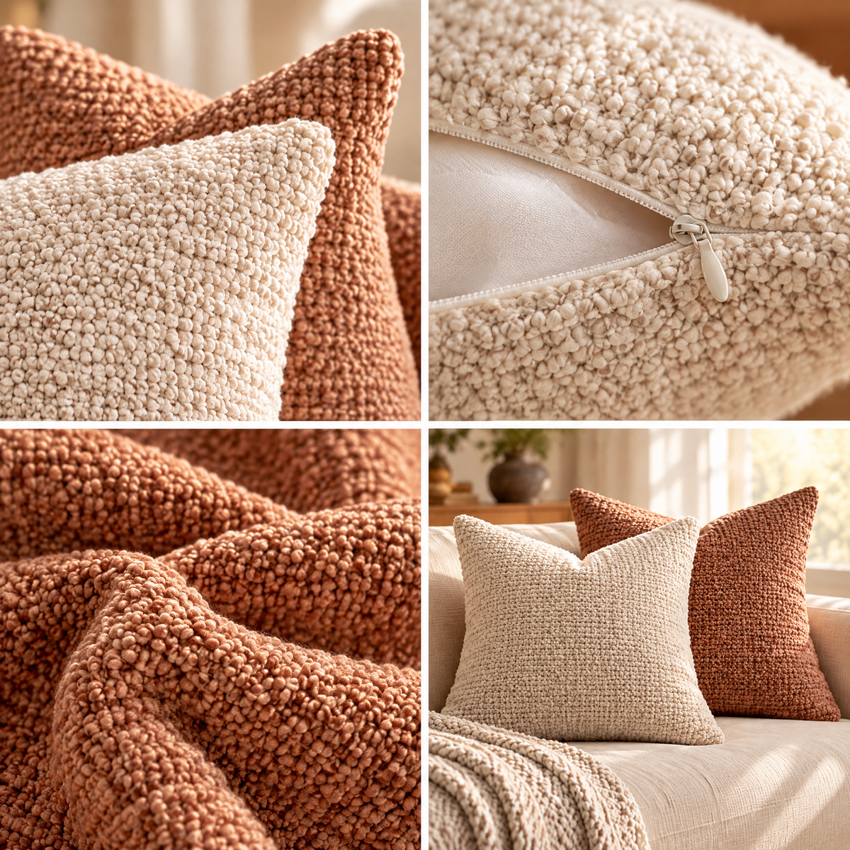 Textured Neutral Throw Pillows