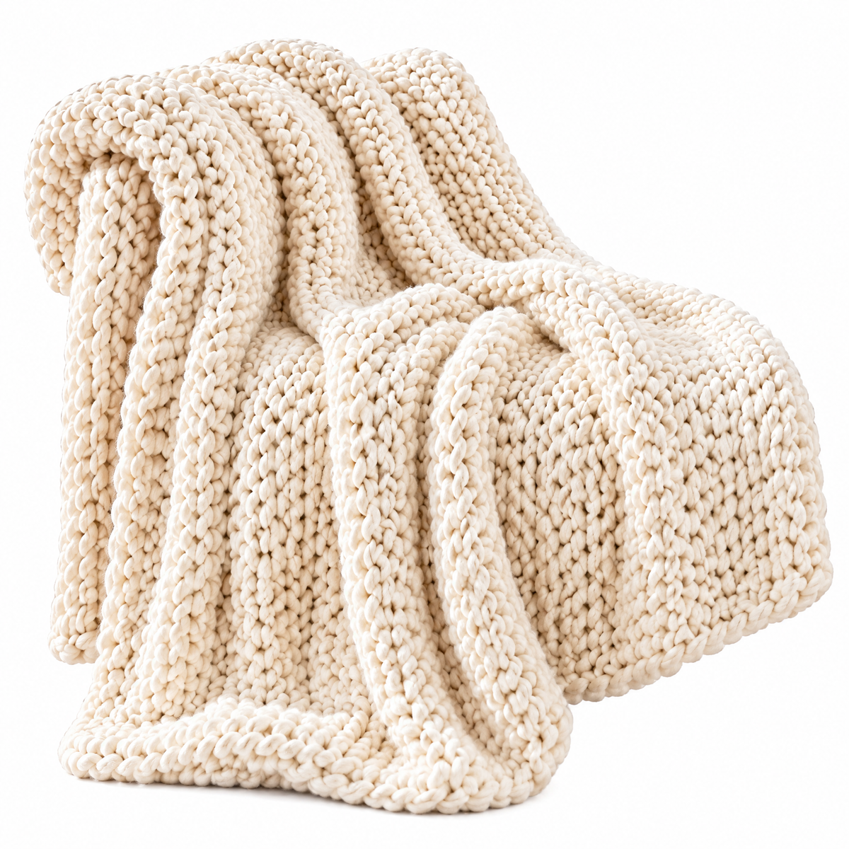 Ivory Chunky Knit Throw