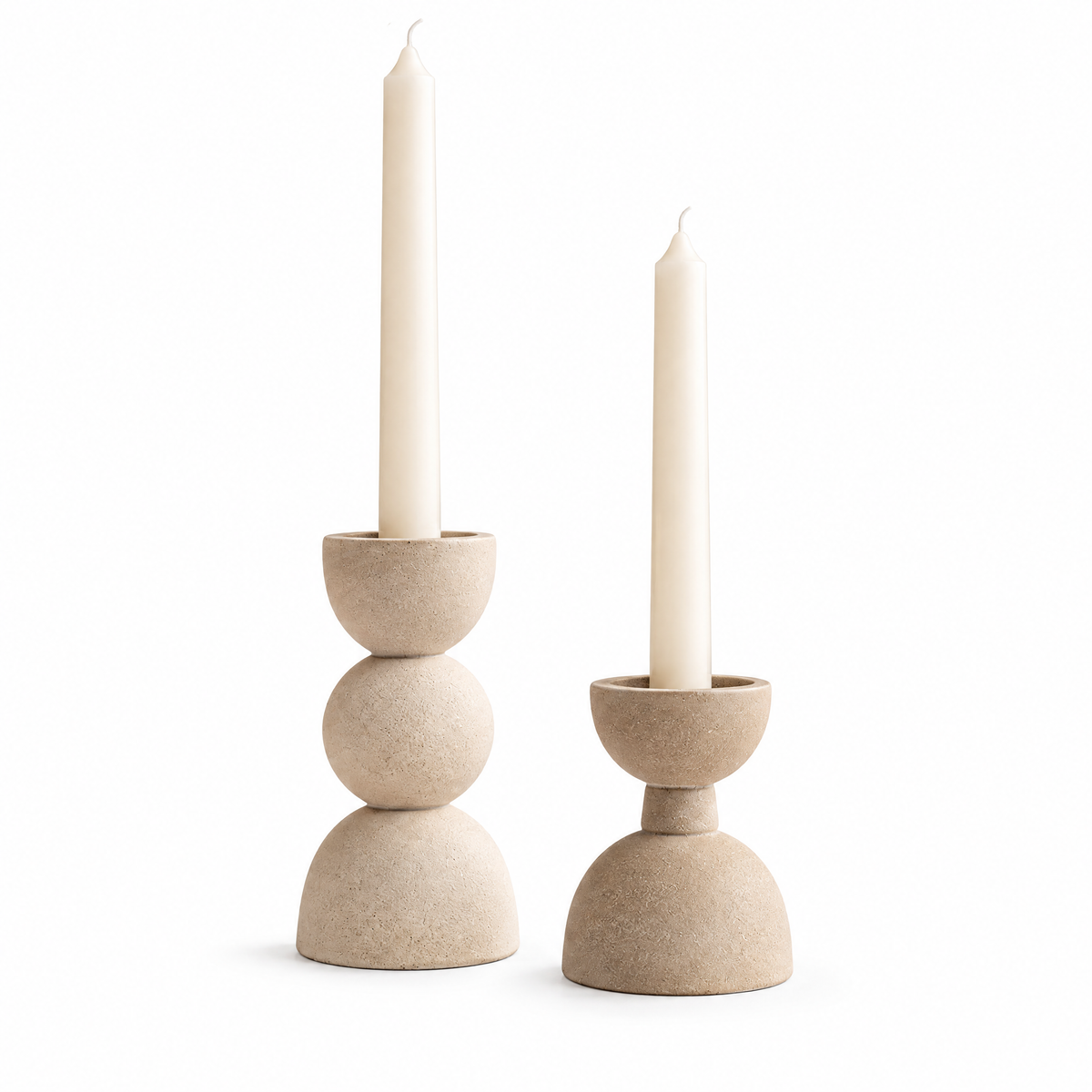 Sculptural Neutral Taper Candle Holders