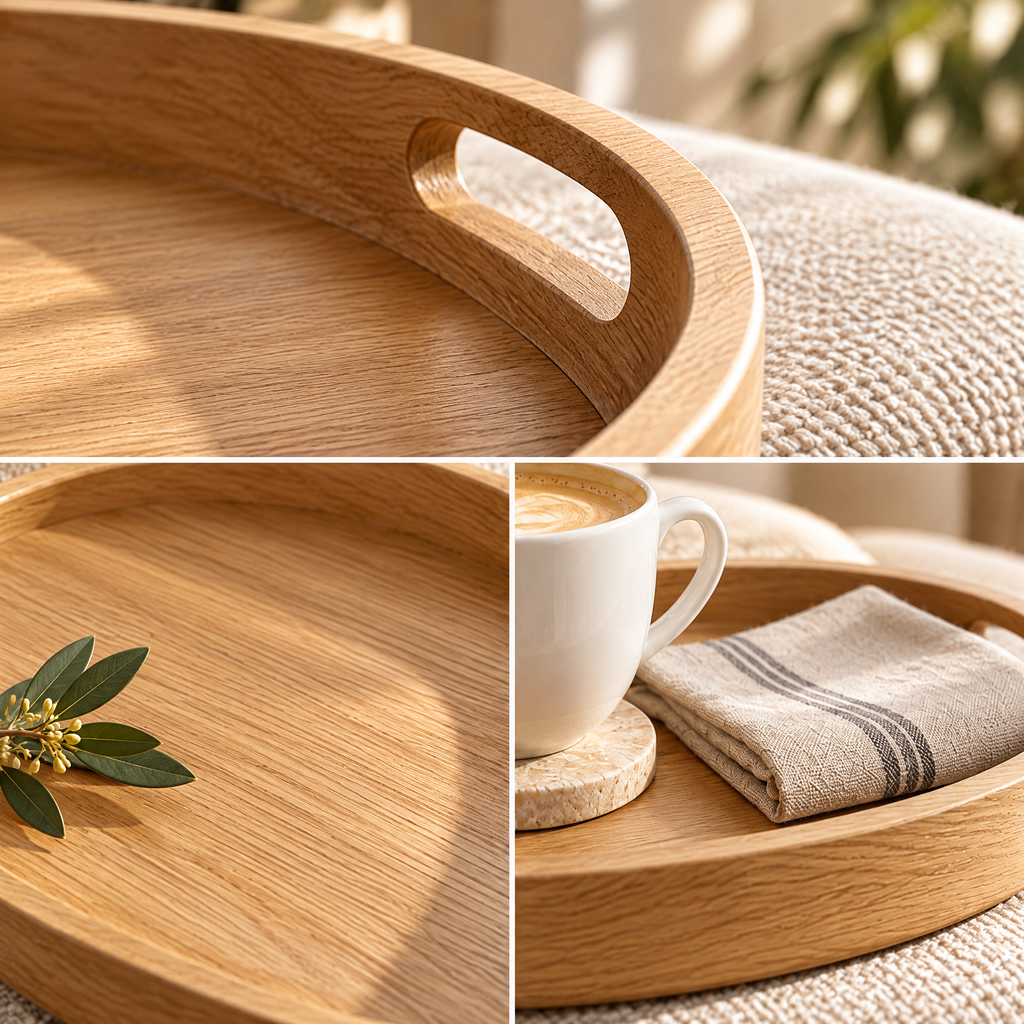 Oval Wood-Grain Serving Tray