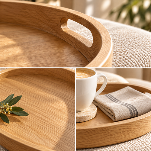 Oval Wood-Grain Serving Tray