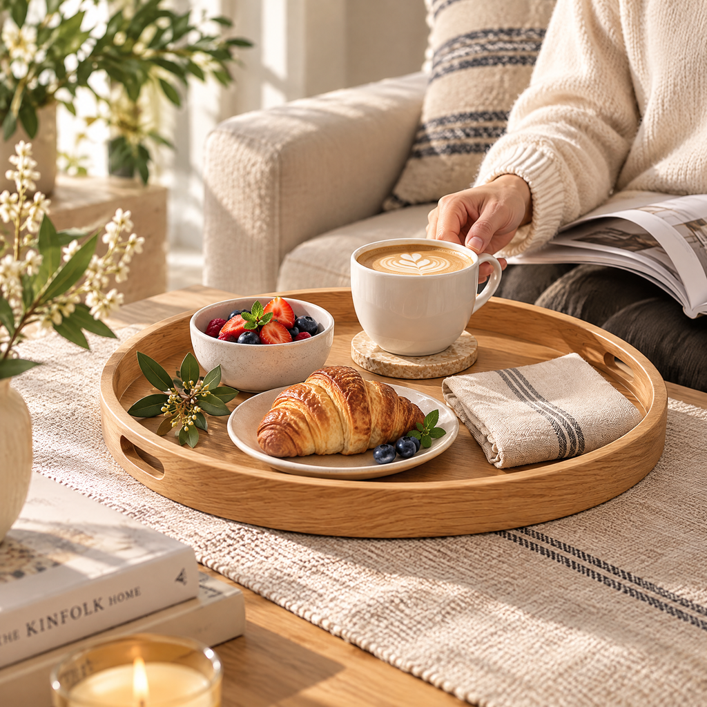 Oval Wood-Grain Serving Tray